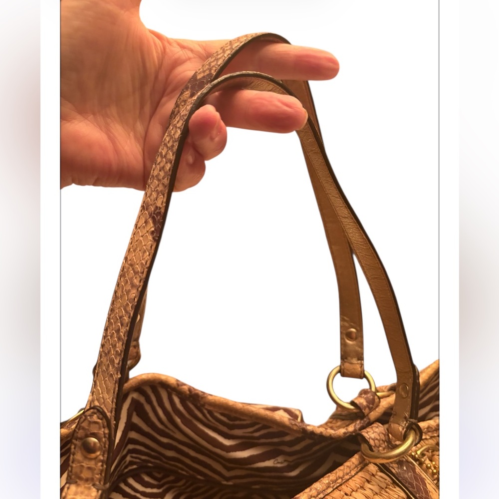 Coach Python Straw Natalie Tote 16839 - image 9
